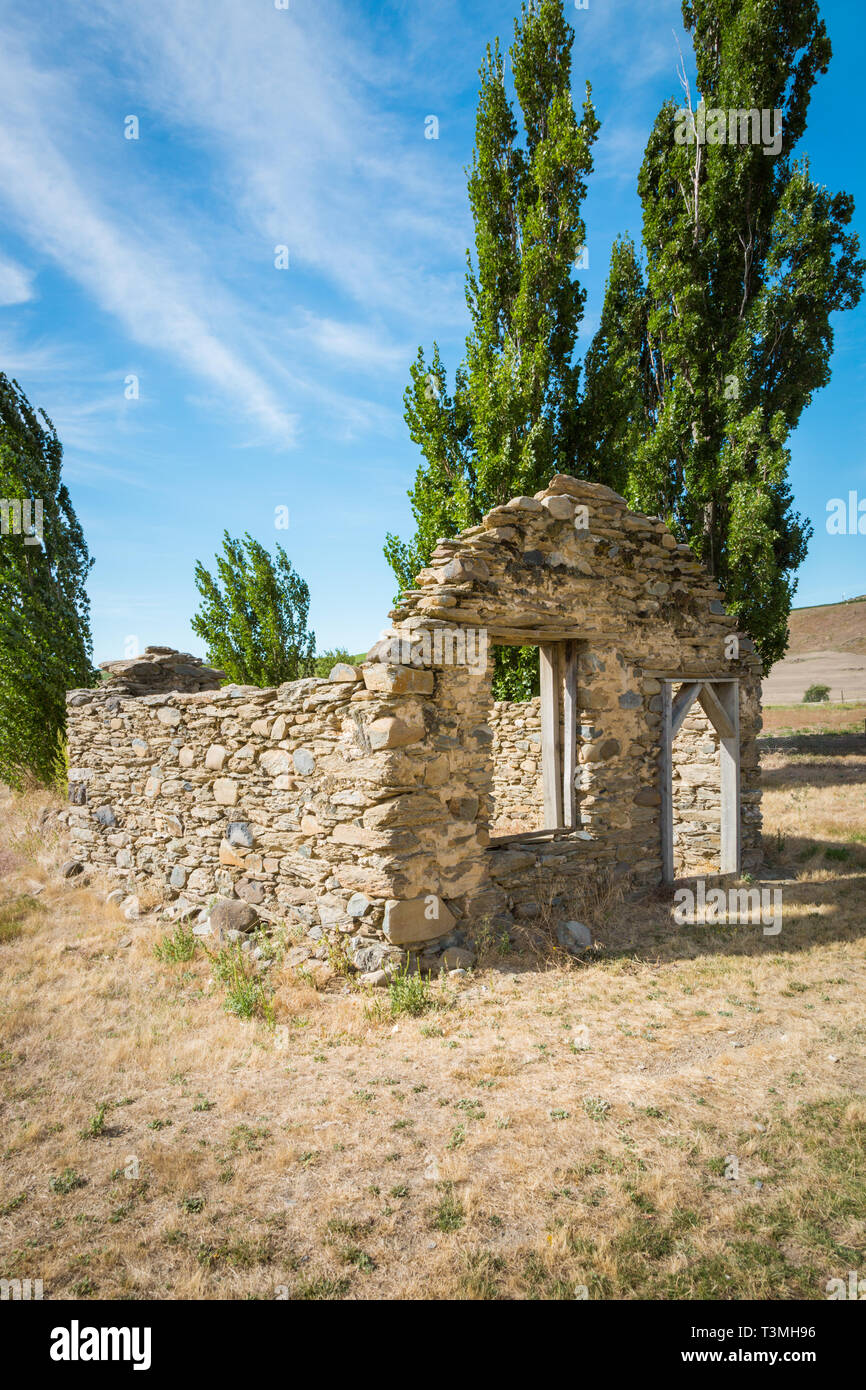 Ruines de l'ancienne boulangerie, mine d'or de Bendigo, Nouvelle-Zélande Banque D'Images