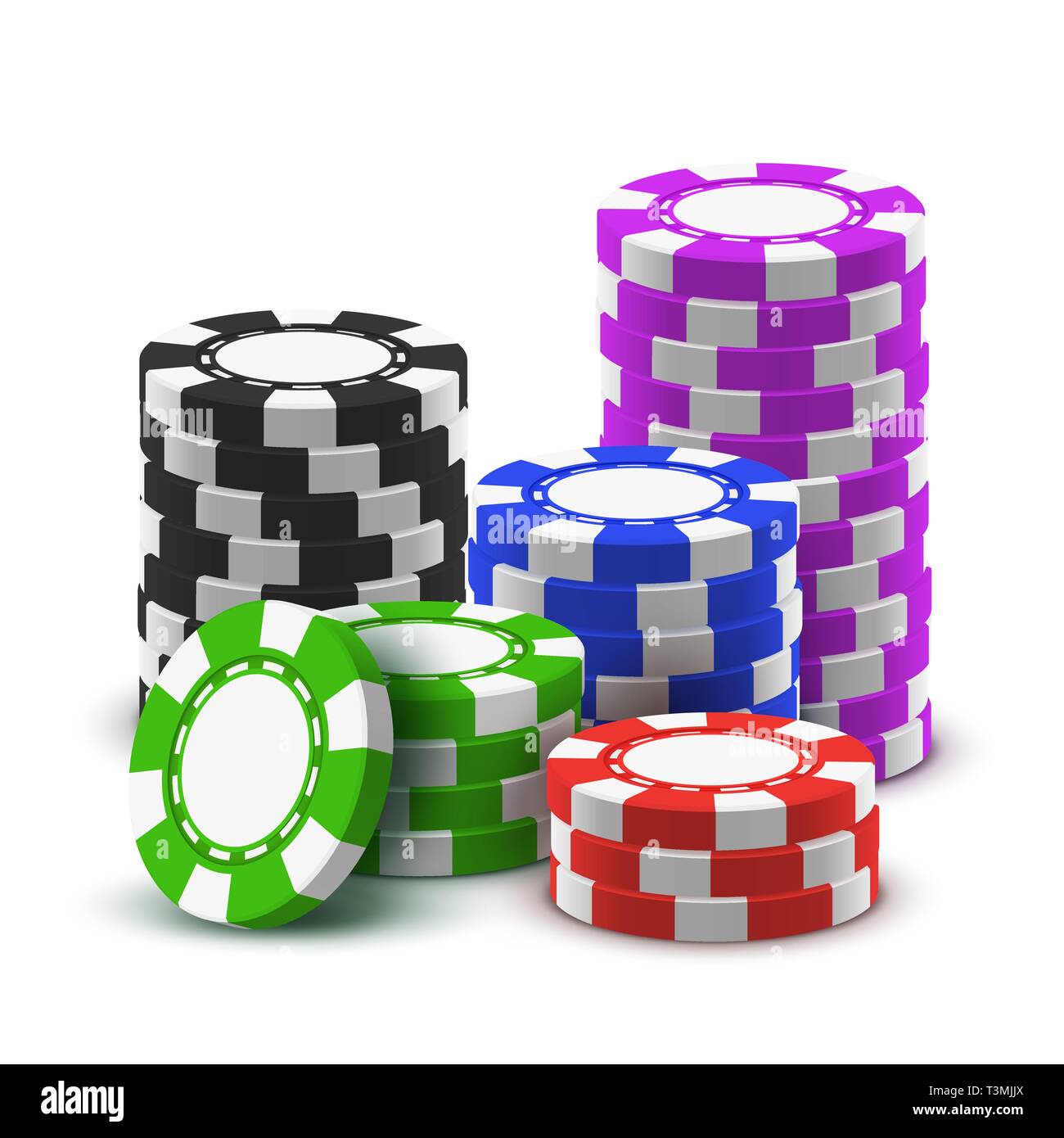 Sport tas des jetons de poker ou 3d pile d'argent comptant de casino Illustration de Vecteur