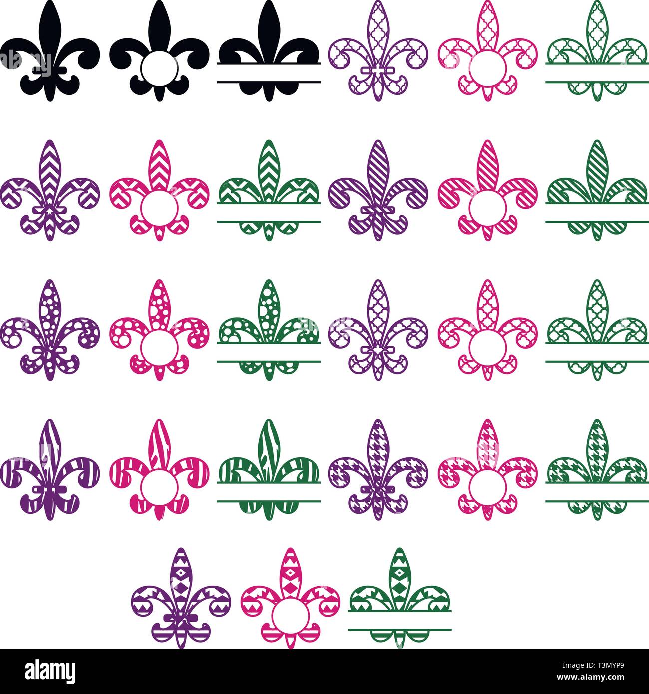 Fleur de Lis Split Collection monogramme Illustration de Vecteur