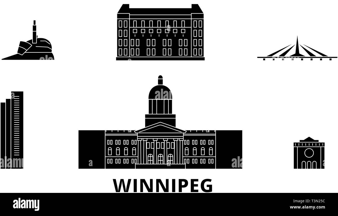 Canada, Winnipeg télévision billet skyline set. Canada, Winnipeg ville noire, symbole d'illustration vectorielle, les sites touristiques, sites naturels. Illustration de Vecteur