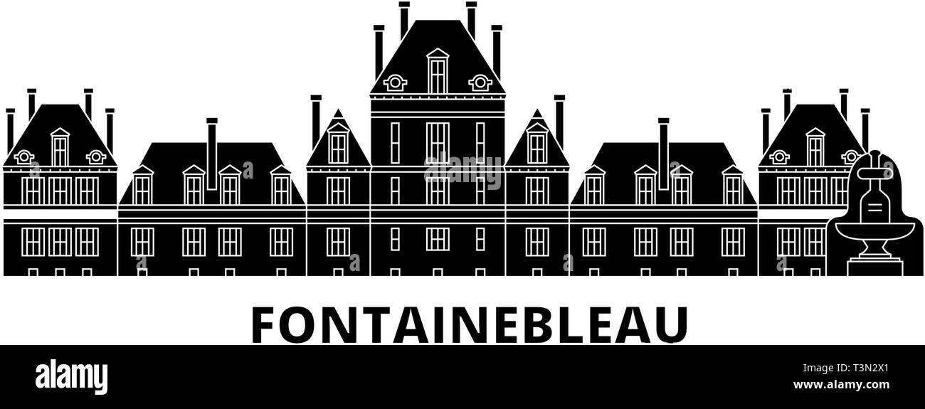 France, Fontainebleau Monument télévision billet skyline set. France, Fontainebleau Monument ville noire, symbole d'illustration vectorielle, sites de voyage Illustration de Vecteur