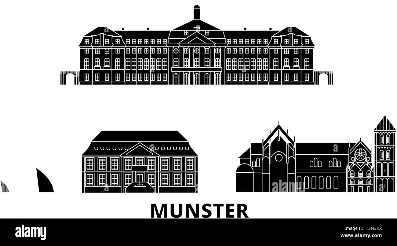 Allemagne, Munster télévision billet skyline set. Allemagne, Munster ville noire, symbole d'illustration vectorielle, les sites touristiques, sites naturels. Illustration de Vecteur