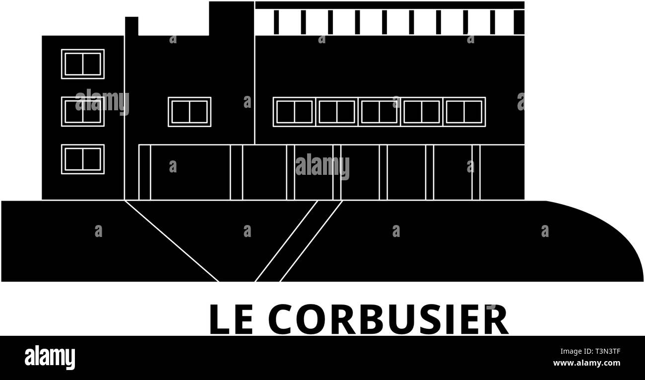 Allemagne, Stuttgart, Le Corbusier télévision billet skyline set. Allemagne, Stuttgart, Le Corbusier ville noire, symbole d'illustration vectorielle, sites de voyage Illustration de Vecteur