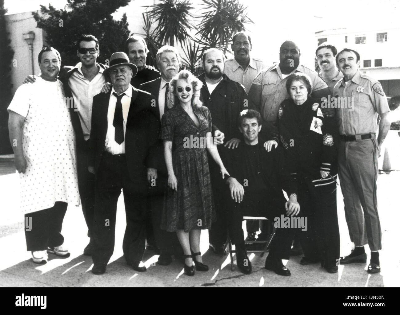 Casting du film italien Il Silenzio dei Prosciutti : Martin Balsam, Charlene Tilton, Ezio Greggio, Shelley Winters, et John Astin, années 90 Banque D'Images