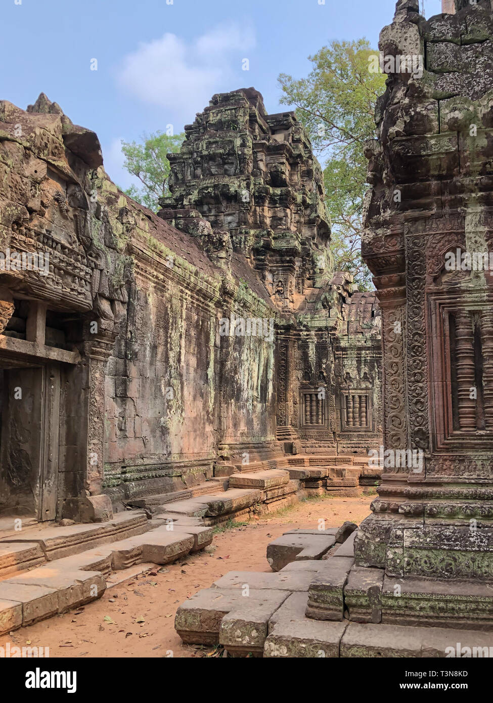 Angkor Cambodge ancien mur de fond des temples et images de voyages exotiques Banque D'Images