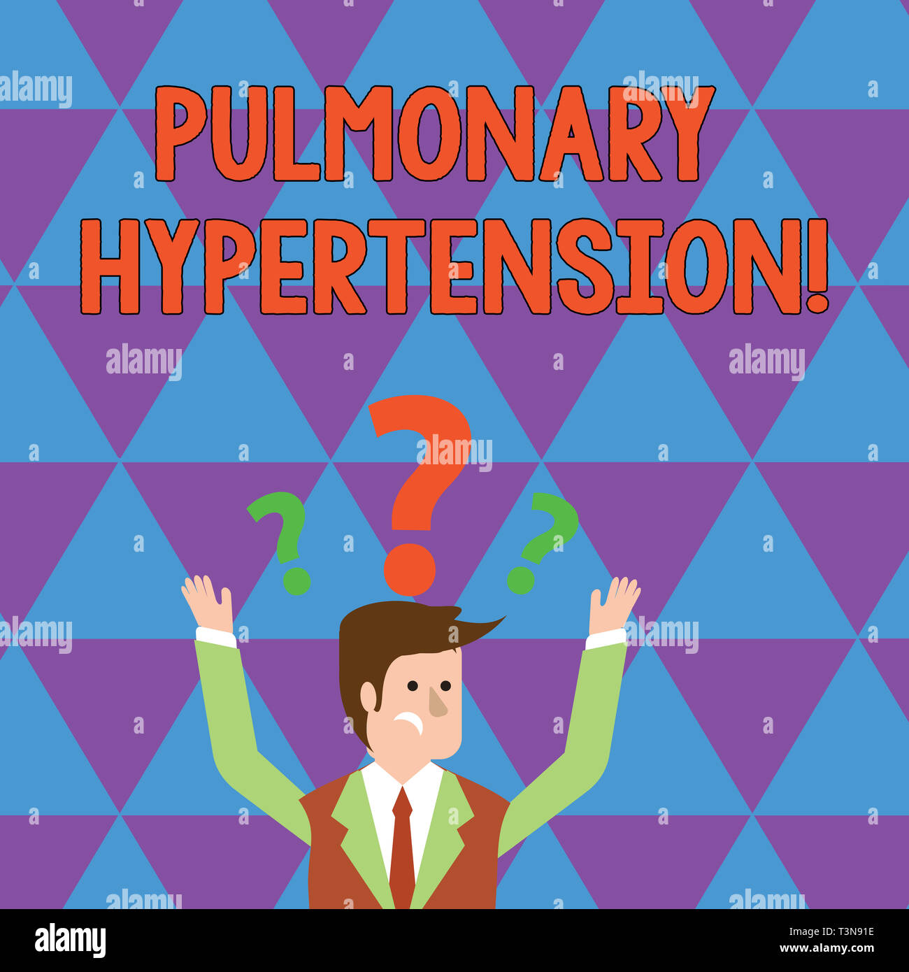 Écrit remarque montrant l'hypertension artérielle pulmonaire. Concept d'affaires pour une pression élevée dans la circulation pulmonaire d'affaires soulevant les deux bras avec Qu Banque D'Images