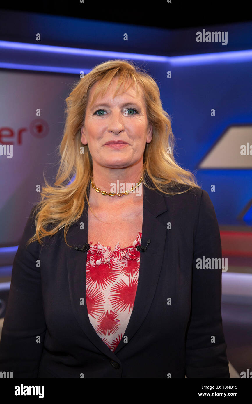 Claudia Kleinert dans der ARD-émission-maischberger im WDR Studio B 3. Köln, 10.04.2019 Banque D'Images