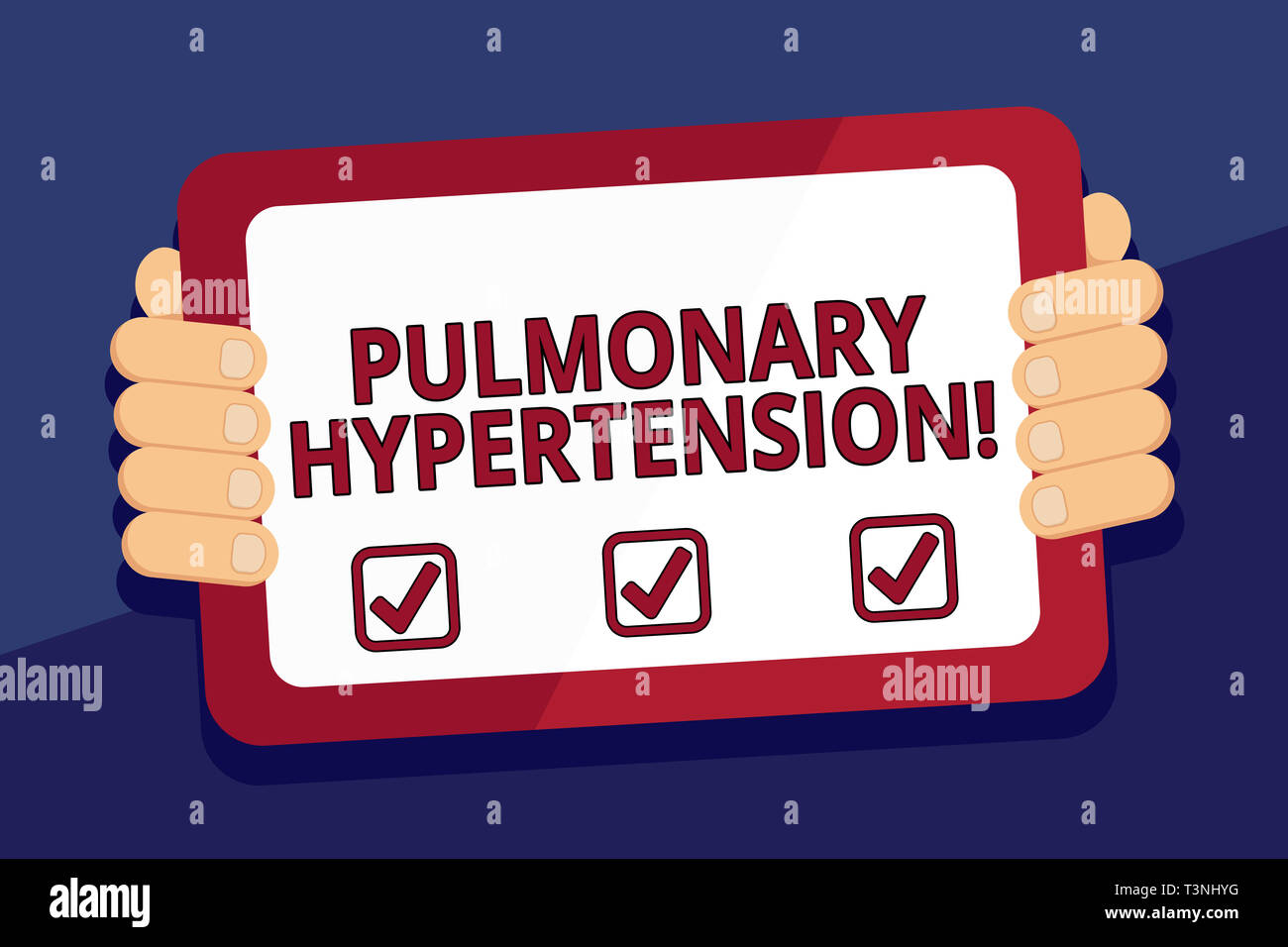 Écrit remarque montrant l'hypertension artérielle pulmonaire. Concept d'affaires pour une pression élevée dans la circulation pulmonaire Tablette Smartphone avec écran couleur H Banque D'Images
