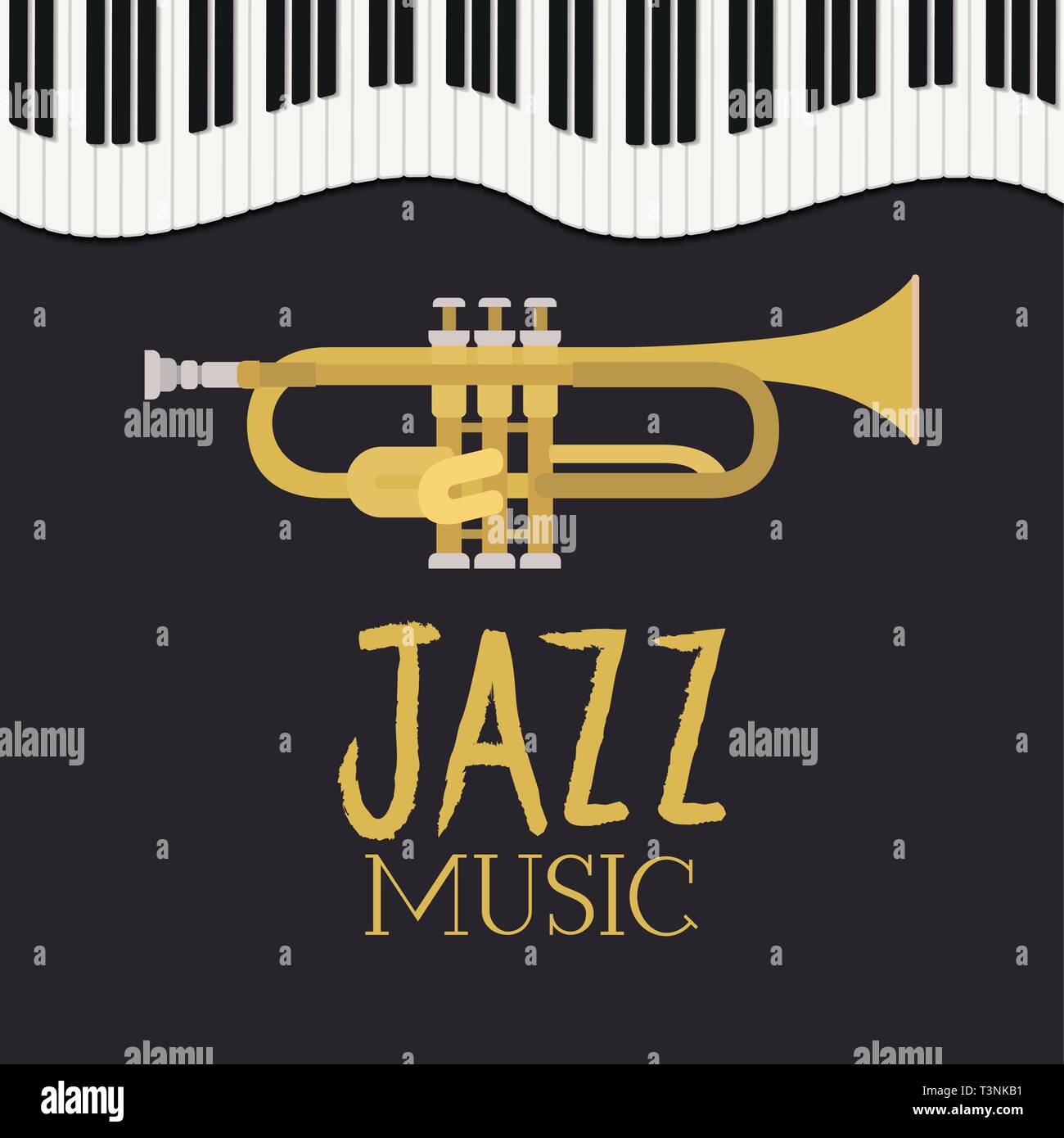 L'affiche de la fête du jazz avec clavier de piano et trompette Image  Vectorielle Stock - Alamy