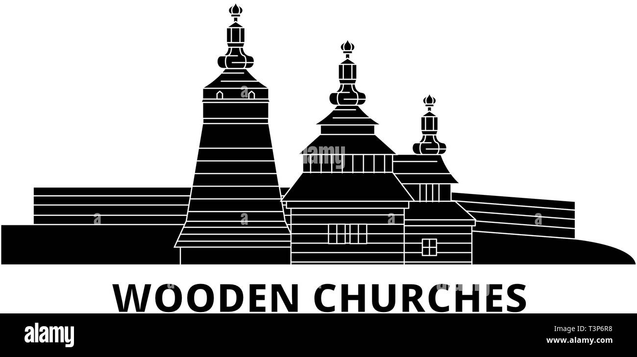 La Pologne, églises en bois dans la région des Carpates voyage télévision. skyline La Pologne, églises en bois dans la région des Carpates ville noire Illustration de Vecteur