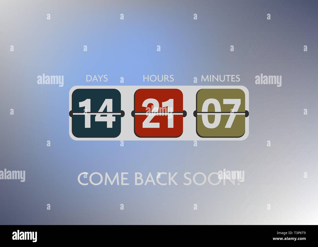Compte à rebours avec jours, heures, minutes template Image Vectorielle