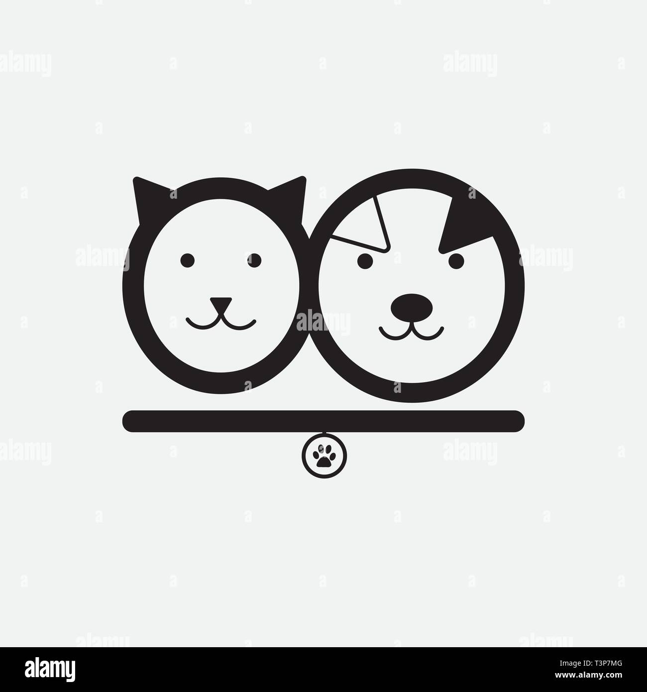 Chat et chien. Pet Shop logo template en vecteur. Refuge d'animaux de l'emblème, l'étiquette des éléments de design pour boutique du zoo. Illustration de Vecteur