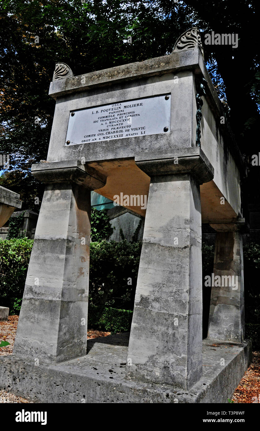 Molière tombe, cimetière du Père Lachaise, Paris, France Banque D'Images