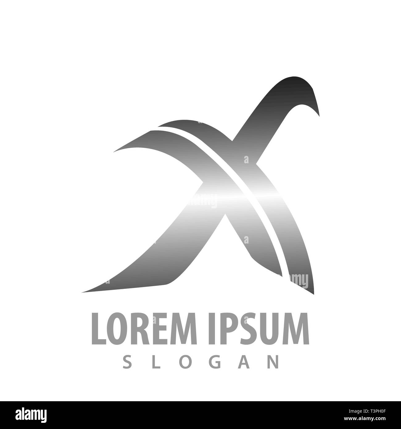 Lettre initiale X argent métallique concept design. L'élément de modèle graphique symbole Illustration de Vecteur