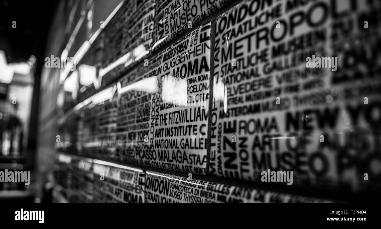 Mur de restaurant noir et blanc parfait pour les affiches ou les menus Banque D'Images
