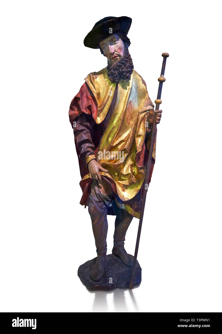 Sculpture en bois peint de Saint Roch, vers 1510-1515 de Carinthie, Autriche. Inv RF 4514, Musée du Louvre, Paris. Banque D'Images