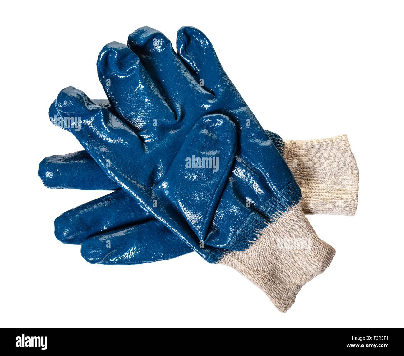 Nouveaux gants de travail sur blanc fond isolé Banque D'Images