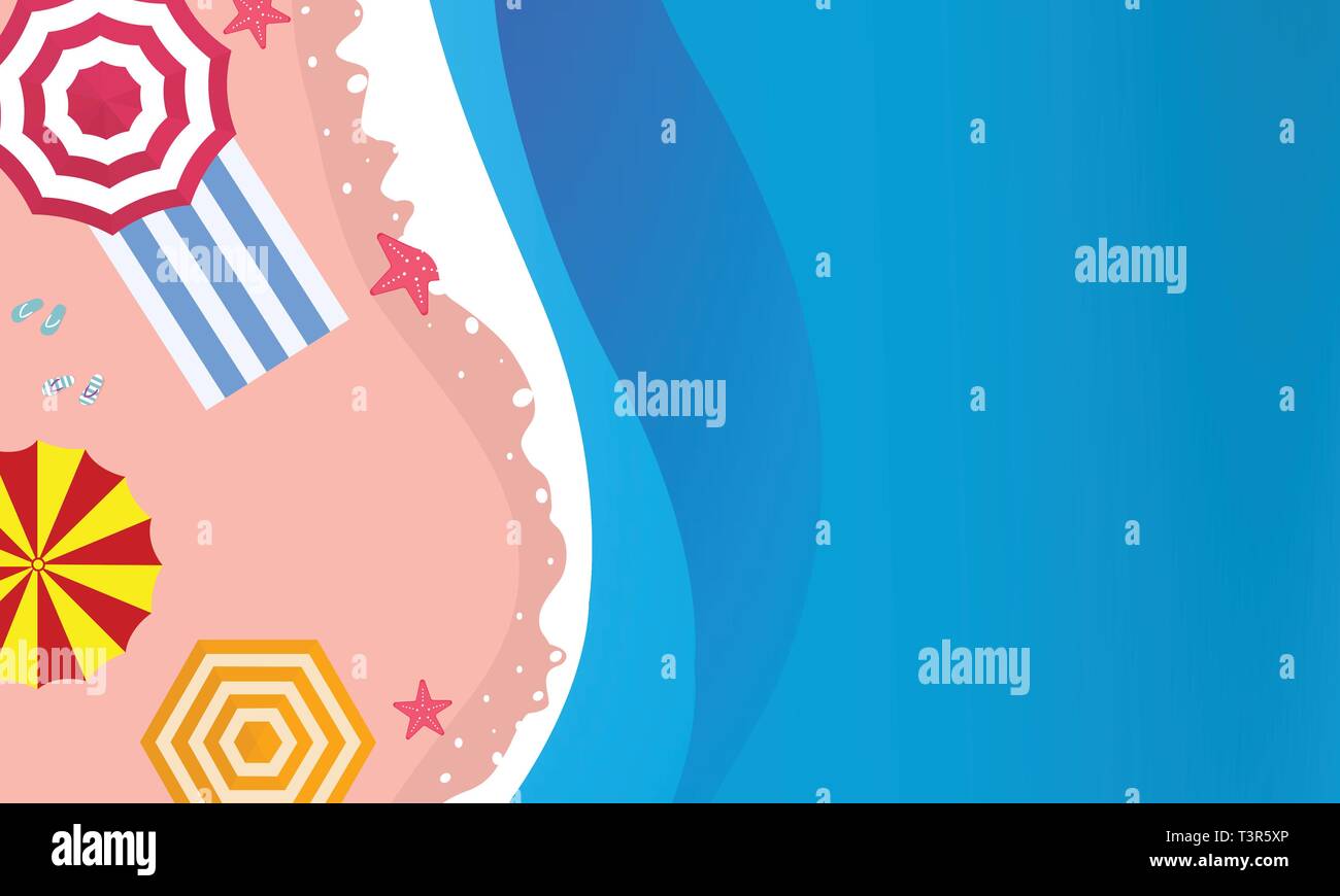 La scène de plage à partir de la top en été.vector illustration Illustration de Vecteur