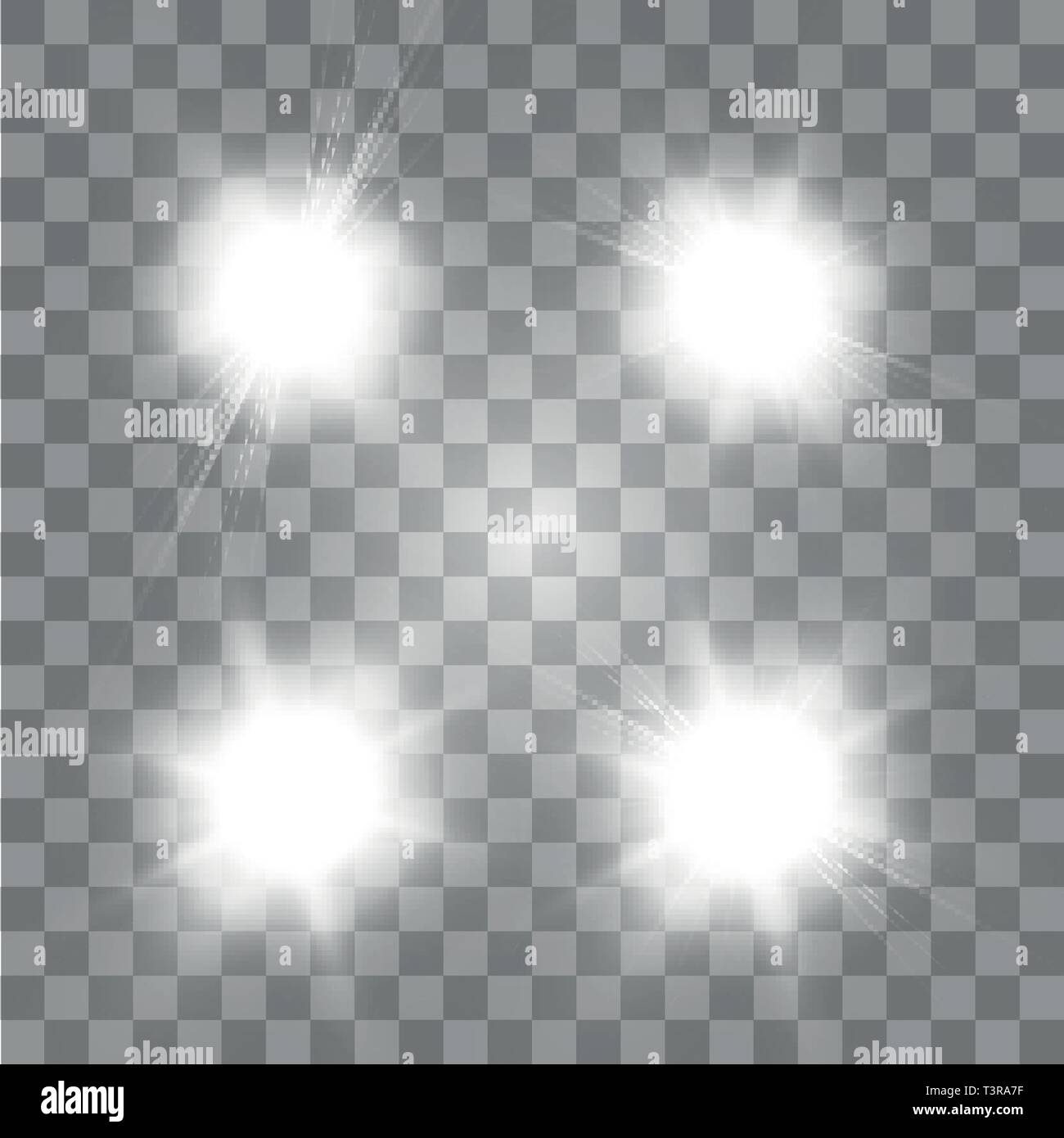 Ensemble d'effet de lumière rougeoyante vecteur étoile éclate avec sparkles sur fond transparent. Transparent Illustration de Vecteur