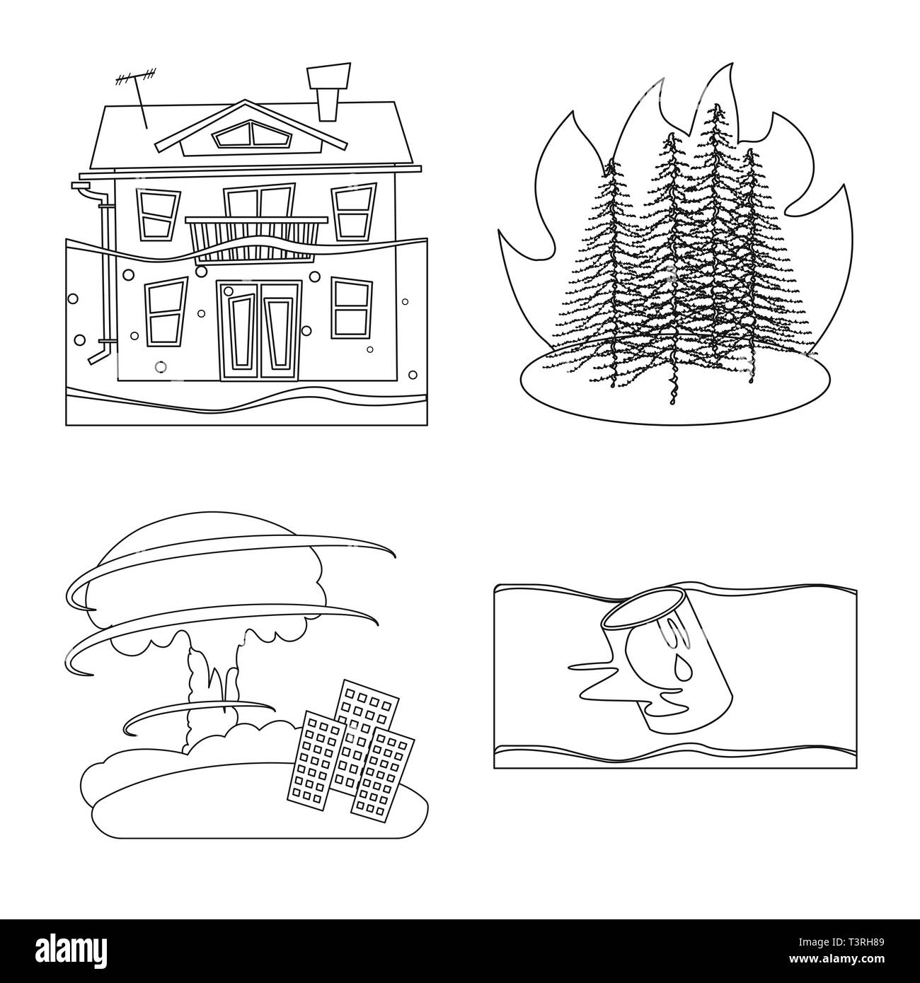 Vector design de cataclysme et signe de catastrophe. Collection de cataclysme et icône vecteur apocalypse pour stock. Illustration de Vecteur
