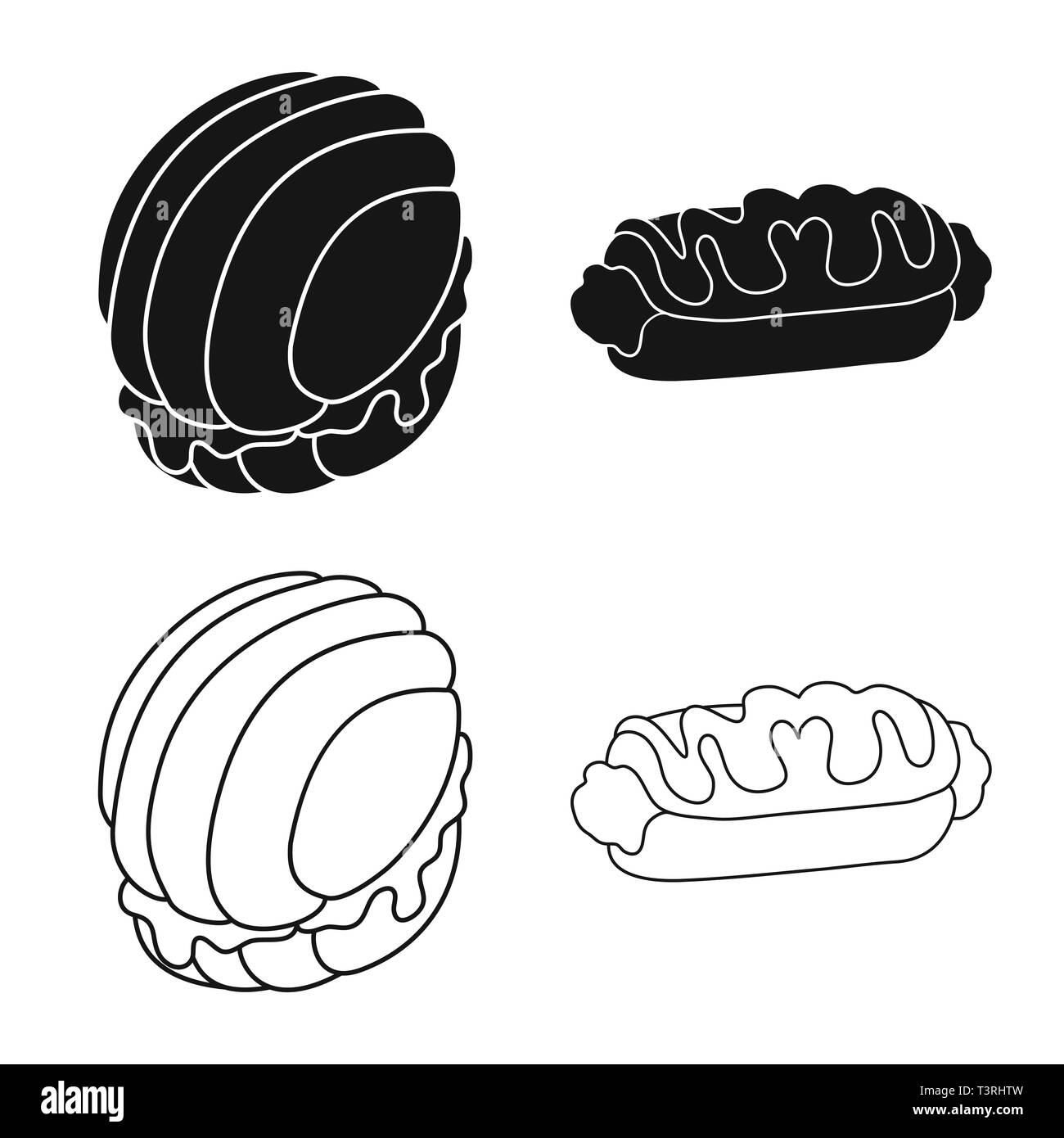 Objet isolé de confiseries et culinaire logo. Ensemble de la confiserie et des stocks de produits vector illustration. Illustration de Vecteur