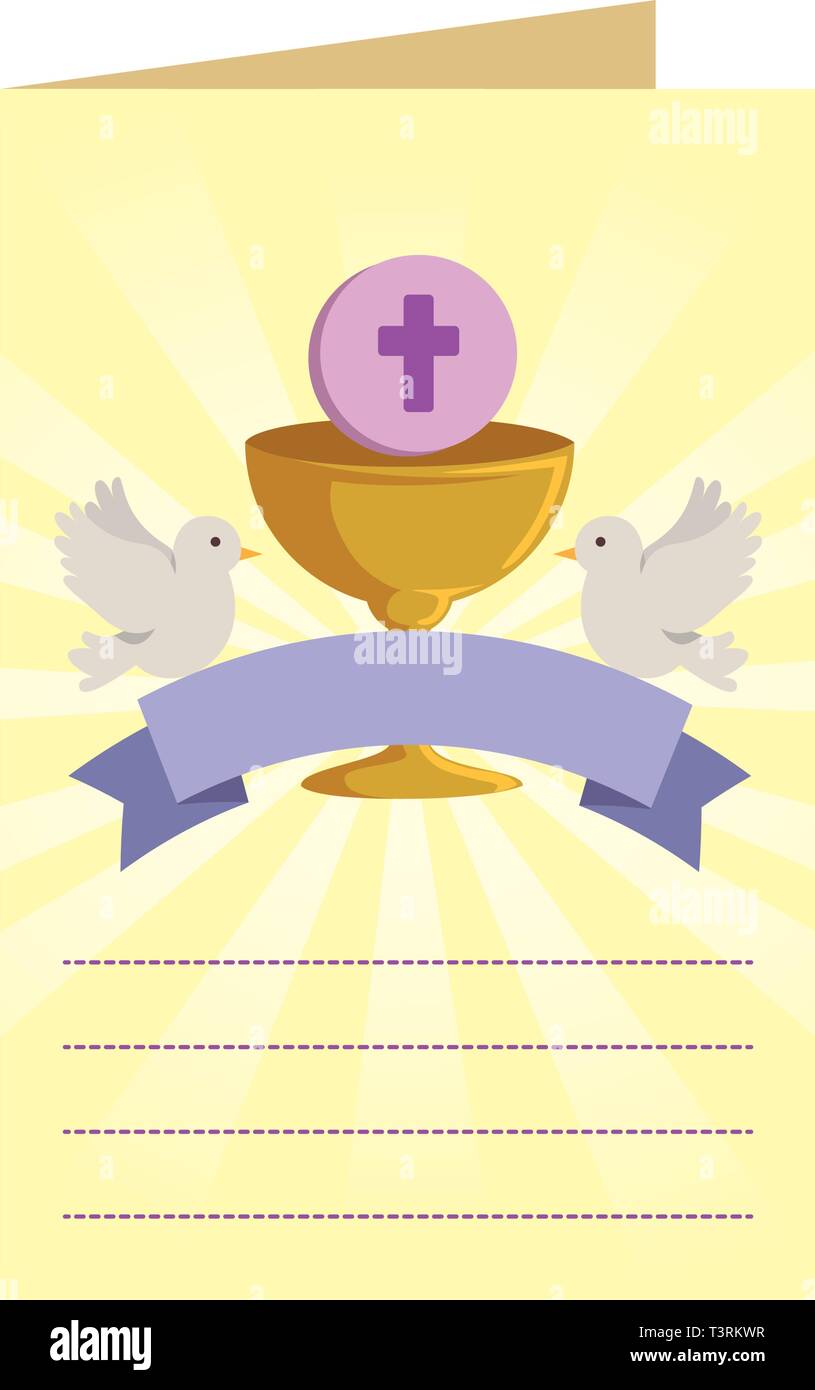Carte Postale Avec Premiere Communion Dans Chalice Image Vectorielle Stock Alamy