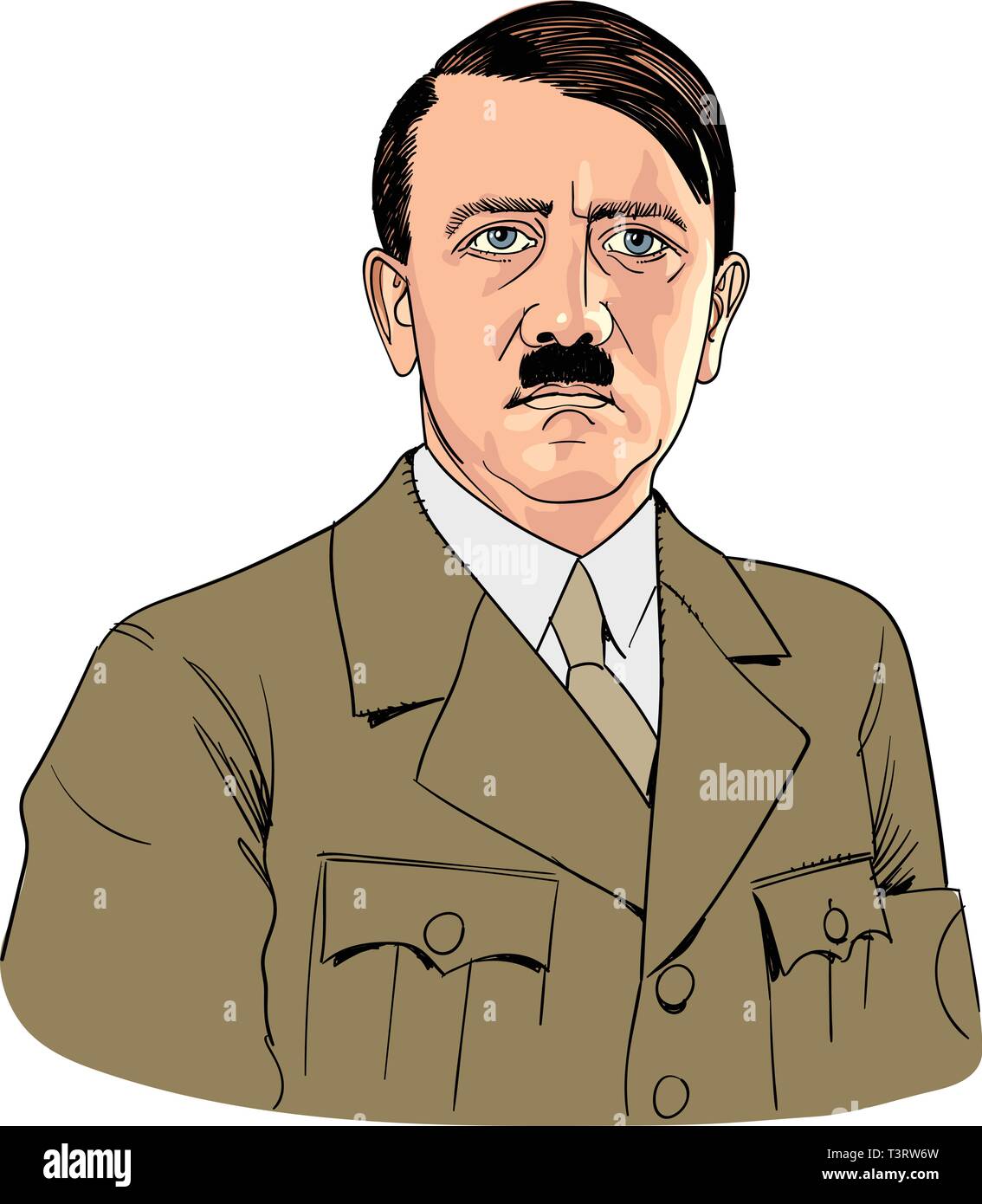 Adolph Hitler dessins au trait portrait, vector Illustration de Vecteur