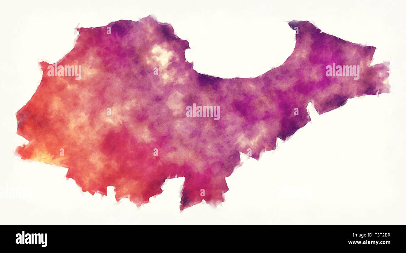 Aquarelle d'Alger de l'Algérie carte province Banque D'Images