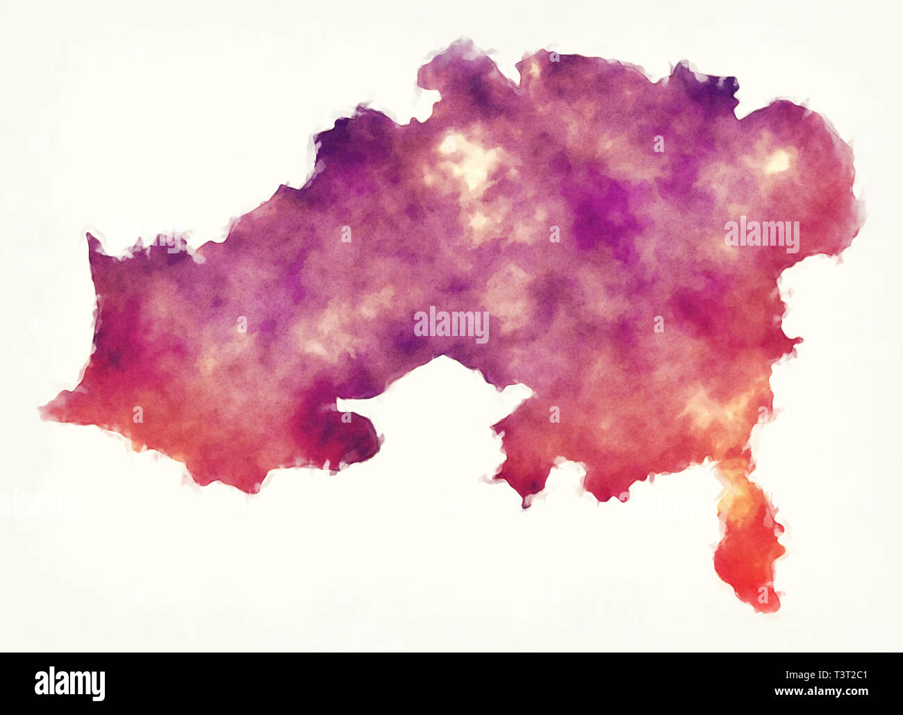 Carte de la province de Batna Algérie aquarelle Banque D'Images