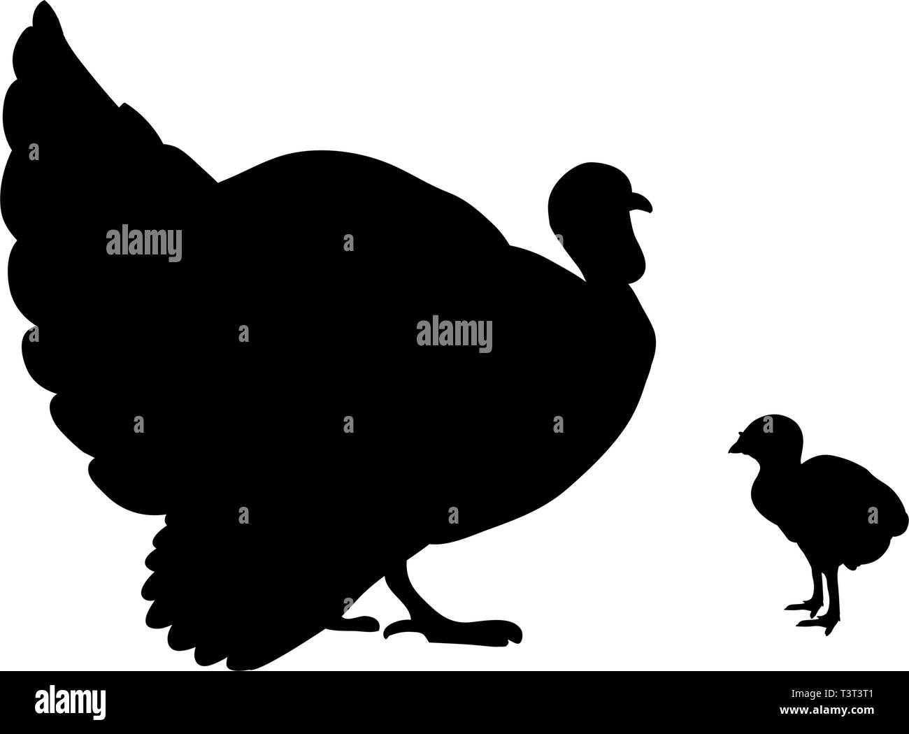 La Turquie bird silhouette noire animal Illustration de Vecteur