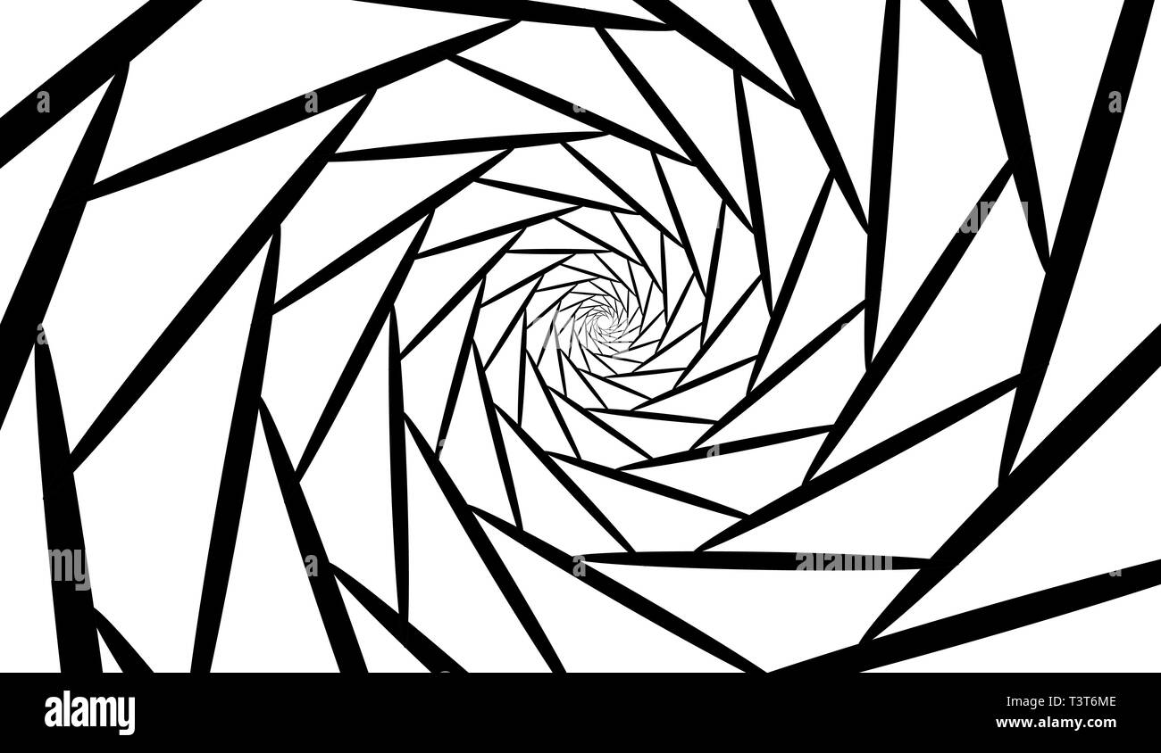 Spirale de lignes noires sous la forme d'un diaphragme sur un fond blanc. L'élément de conception. Illustration de Vecteur