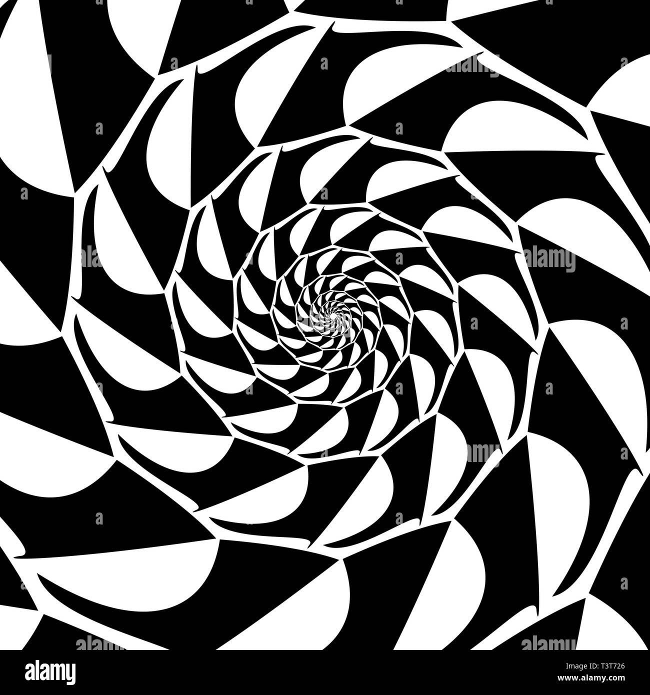 Abstract spiral figure la rotation. Fond carré noir sur blanc. Illustration de Vecteur