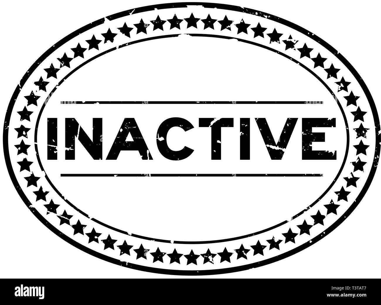 Grunge inactif noir ovale word joint en caoutchouc stamp sur fond blanc Illustration de Vecteur