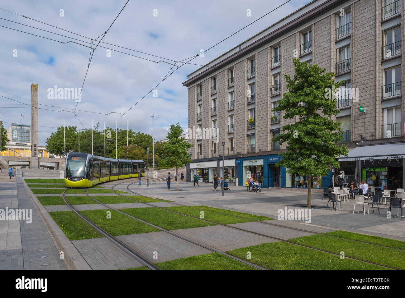 Brest, tramway, rue de Siam Banque D'Images