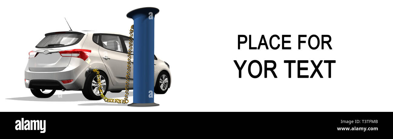 Station de recharge pour voitures électriques - voitures électriques de charge sur station de charge - electro mobility environment friendly - isolé en blanc Banque D'Images