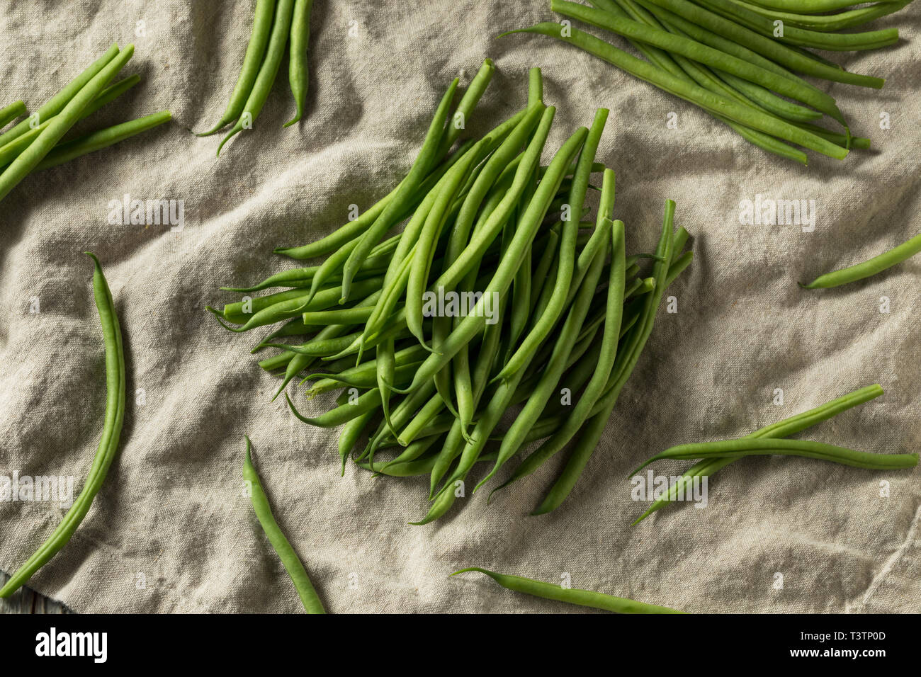 Matières organiques Haricots Verts français prêt à cuire Banque D'Images