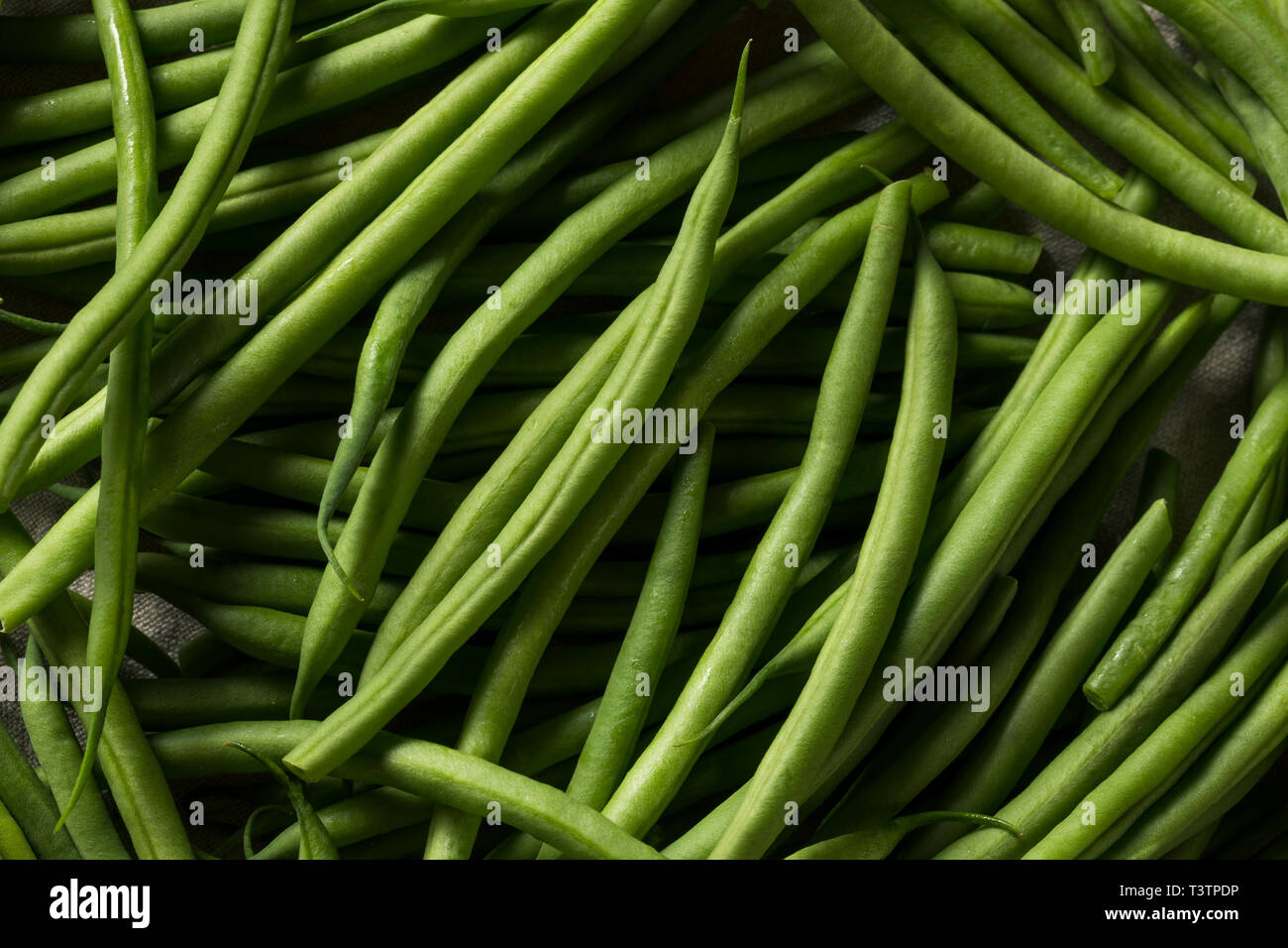 Matières organiques Haricots Verts français prêt à cuire Banque D'Images