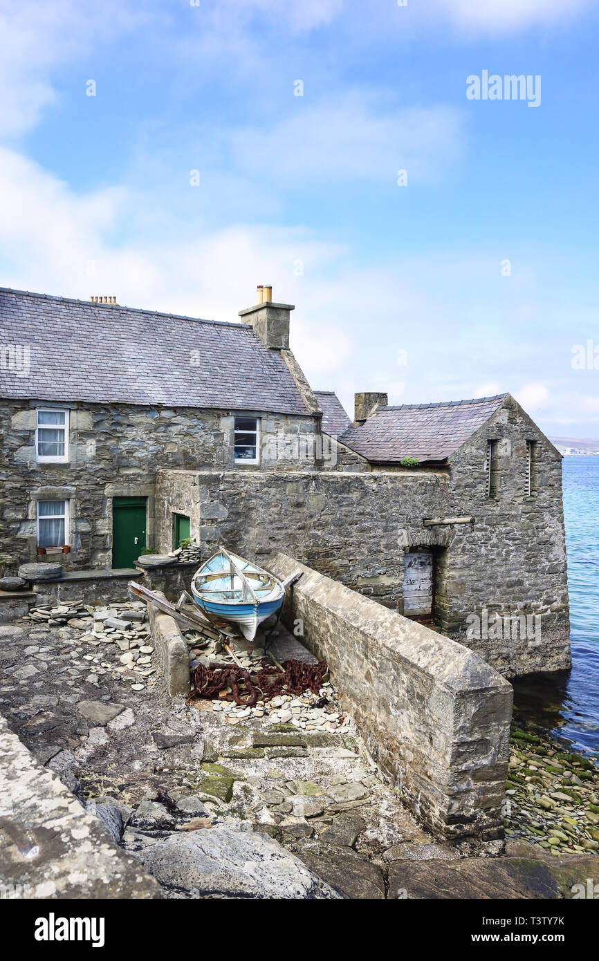 Maison en pierre dans la région de Harbour (Jimmy Perez house dans la série TV), Shetland Lerwick, Shetland, îles du Nord, Ecosse, Royaume-Uni Banque D'Images