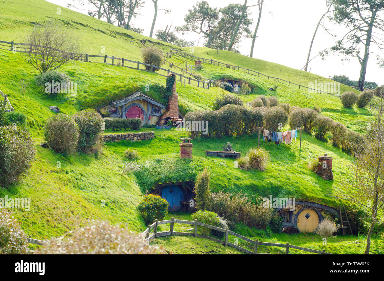 Village Hobbiton Banque D'Images