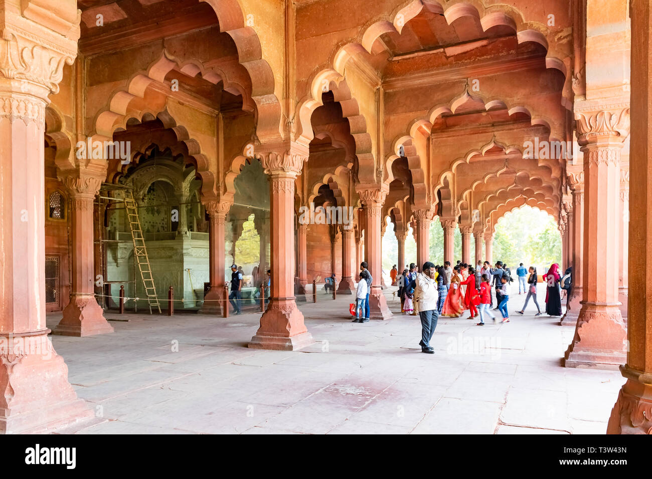 L'Inde, Delhi, le Fort Rouge, 30 mars 2019 - Diwan-I-AM, sur les rives de la rivière Yamuna, le fort a été construit par Shahjahan comme la citadelle de la Delhi Banque D'Images