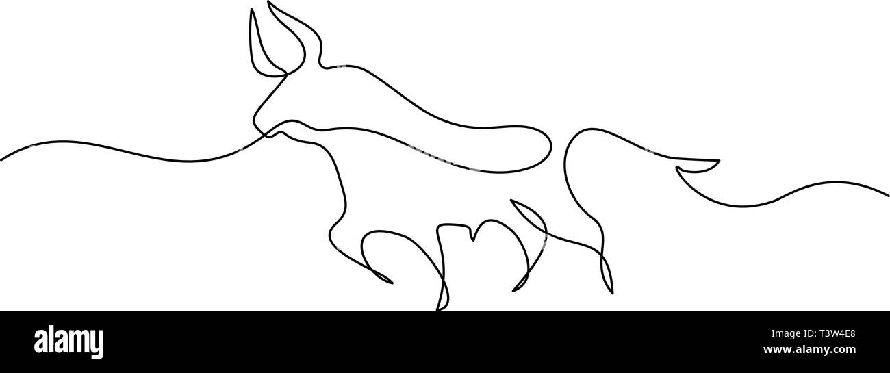 Un style de dessin de ligne continue. Vache taureau icône. Vector illustration. Illustration de Vecteur