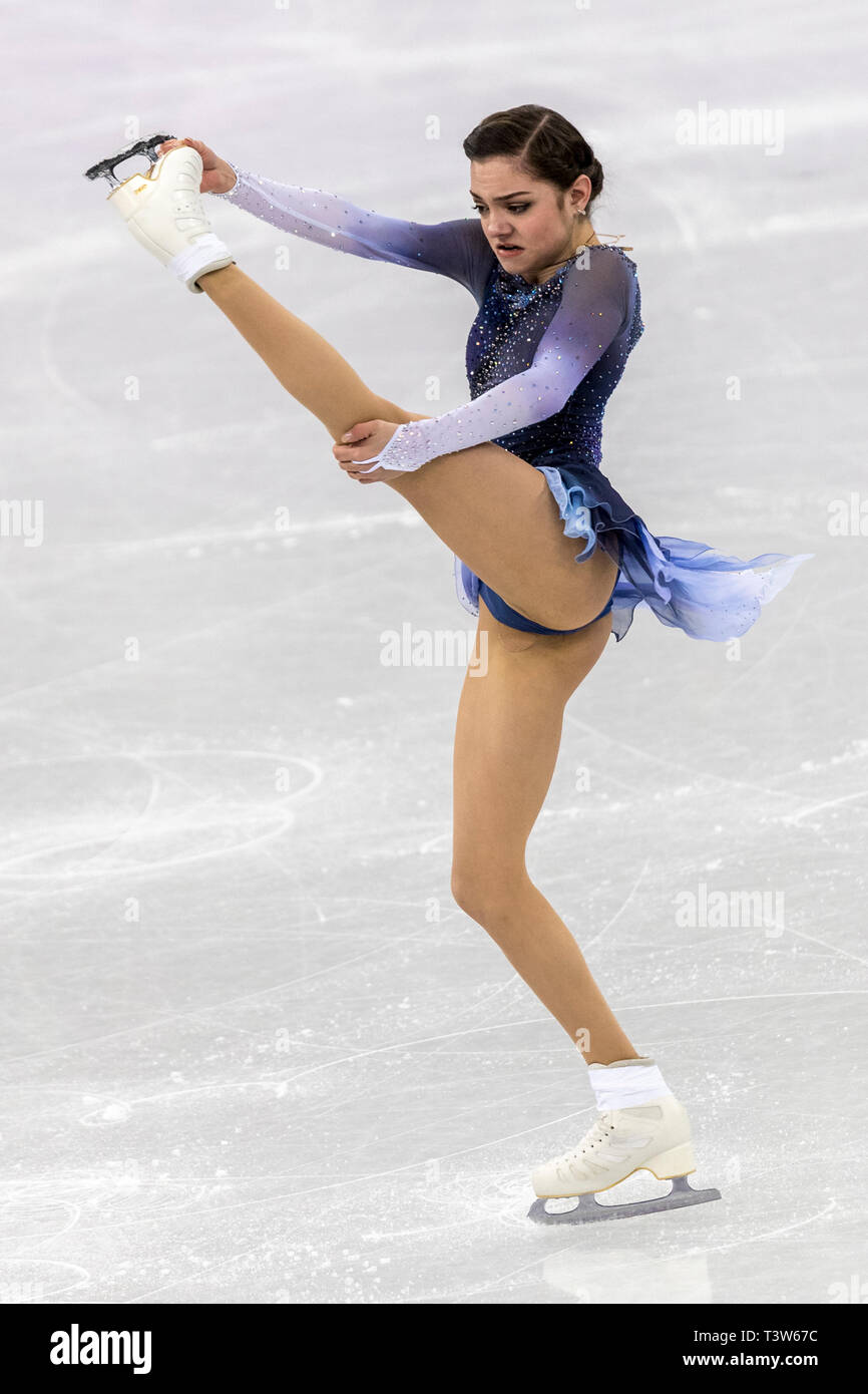 Evgenia Medvedeva (OAR) qui se font concurrence sur le patinage artistique - Court dames aux Jeux Olympiques d'hiver de PyeongChang 2018 Banque D'Images