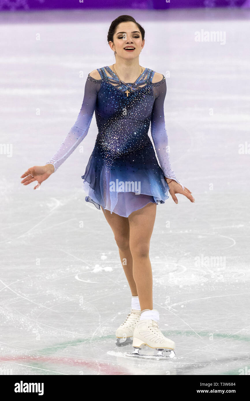 Evgenia Medvedeva (OAR) qui se font concurrence sur le patinage artistique - Court dames aux Jeux Olympiques d'hiver de PyeongChang 2018 Banque D'Images