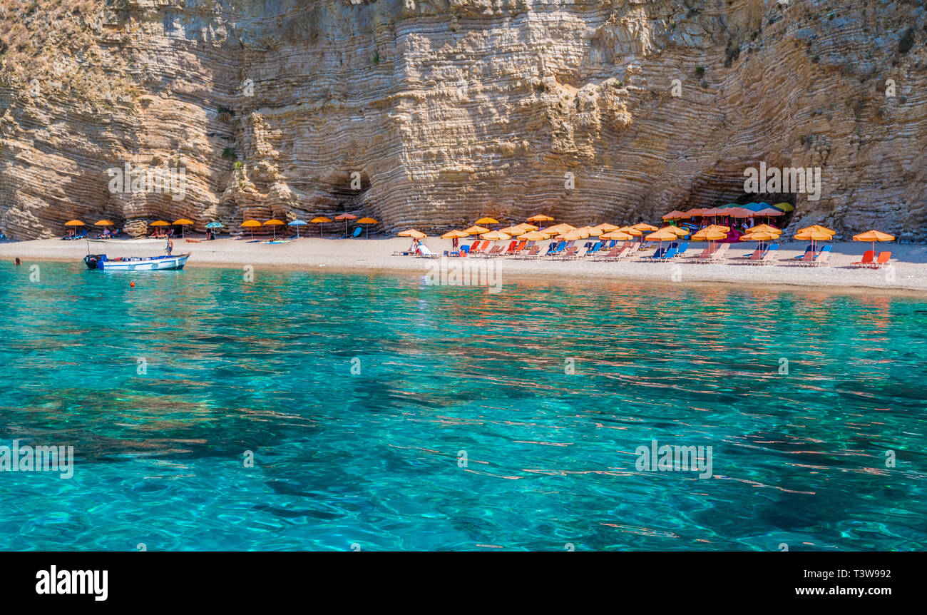 Paradise beach, sur la côte de la mer Ionienne, l'île de Corfou, Grèce Banque D'Images