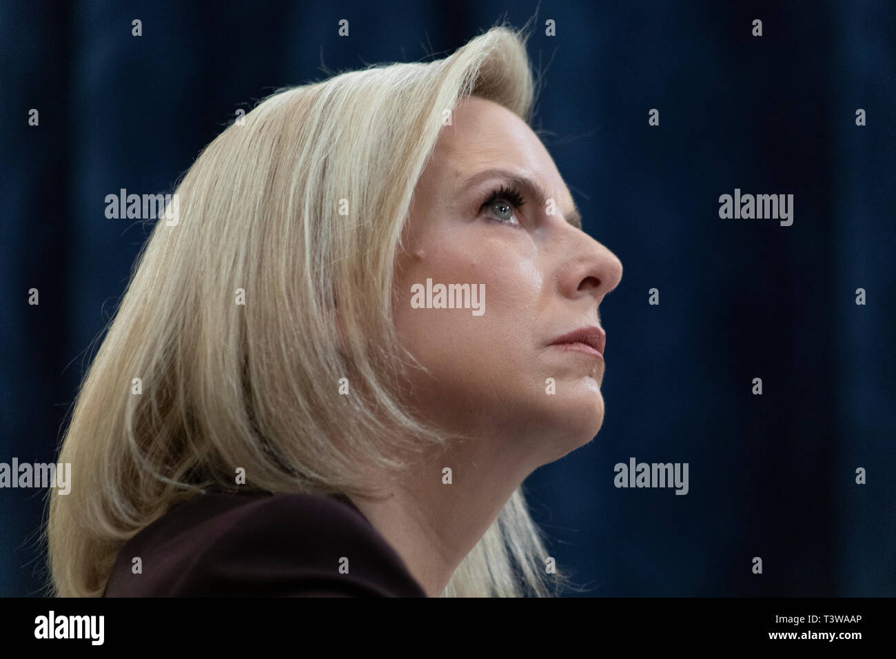 Secrétaire à la sécurité intérieure, Kirstjen Nielsen, témoigne devant le comité de la sécurité intérieure en mars 2019. Un tweet du président américain Donald J. Trump a annoncé sa démission abrupte le dimanche 7 avril 2019, deux jours après avoir visité le Trump US- Mexique frontière et promettant d'être plus sévère sur l'immigration. Banque D'Images