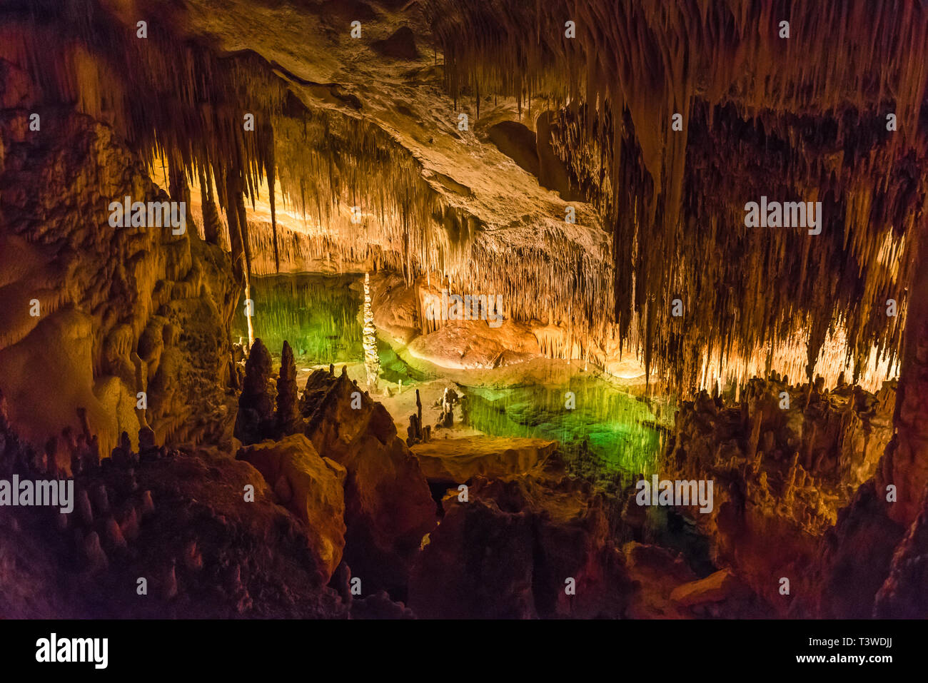 Célèbre grotte "Cuevas del Drach' (grotte de dragon), sur l'île de Majorque, Espagne Banque D'Images