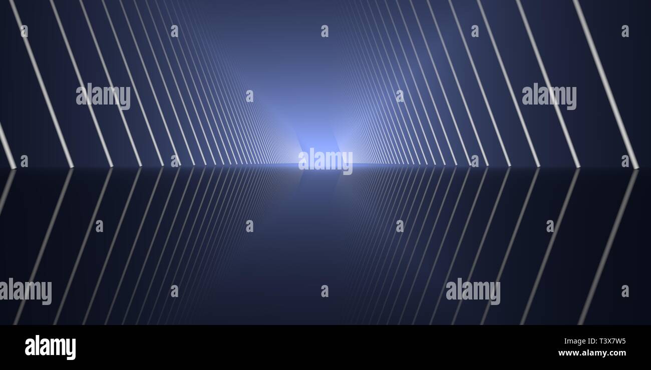 Le rendu 3D d'une scène sombre avec feux futuriste abstract Banque D'Images