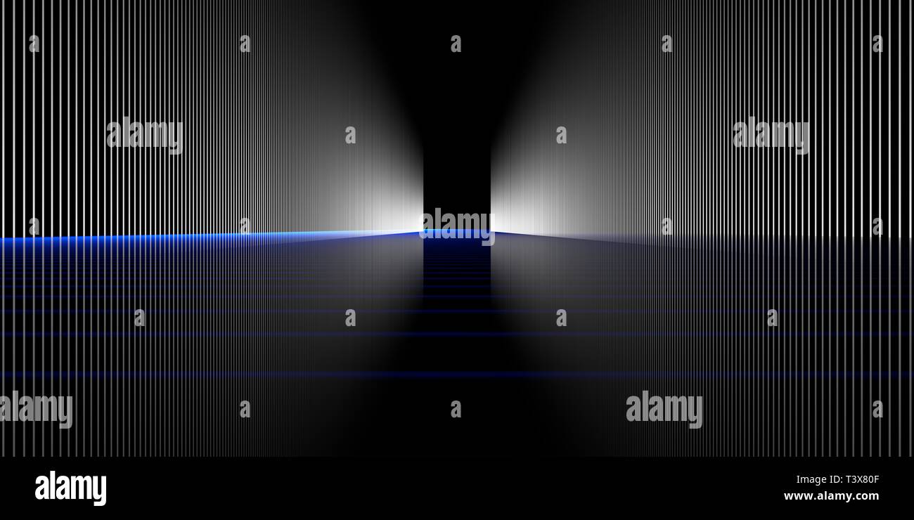 Le rendu 3D d'une scène sombre avec feux futuriste abstract Banque D'Images