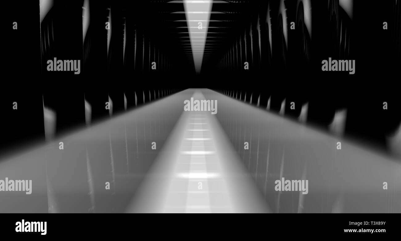 Le rendu 3D d'une scène sombre avec feux futuriste abstract Banque D'Images