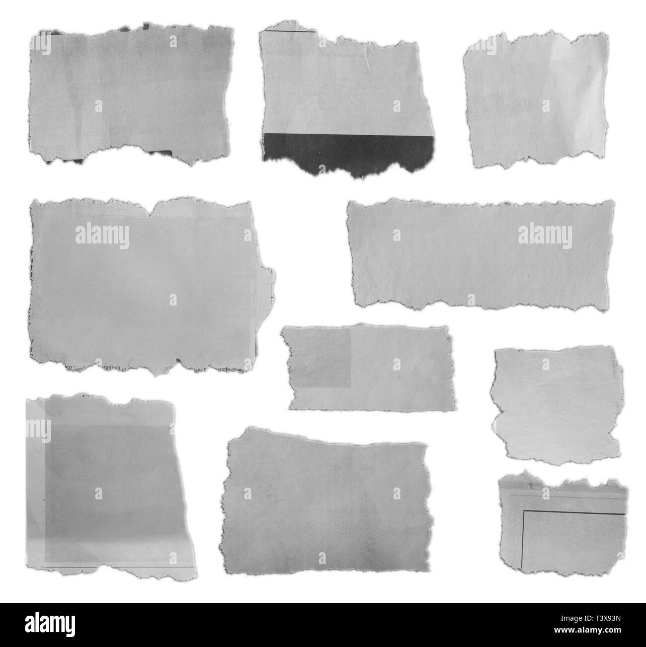 Morceaux de papier déchiré sur fond uni Banque D'Images